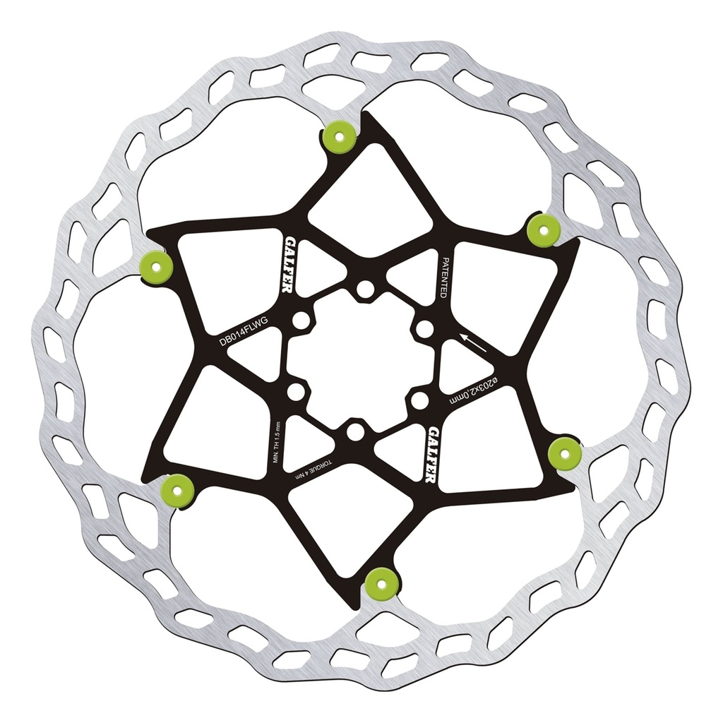 BIKE NEW DISC WAVE FLOATING Ø203X2.0MM GREEN PINS