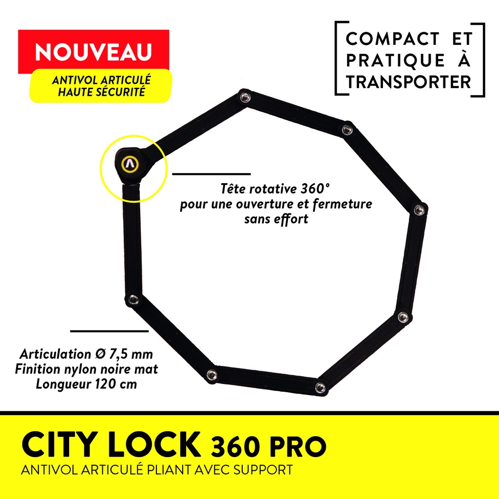 Antivol articulé City Lock 360 PRO 120 ART** level8