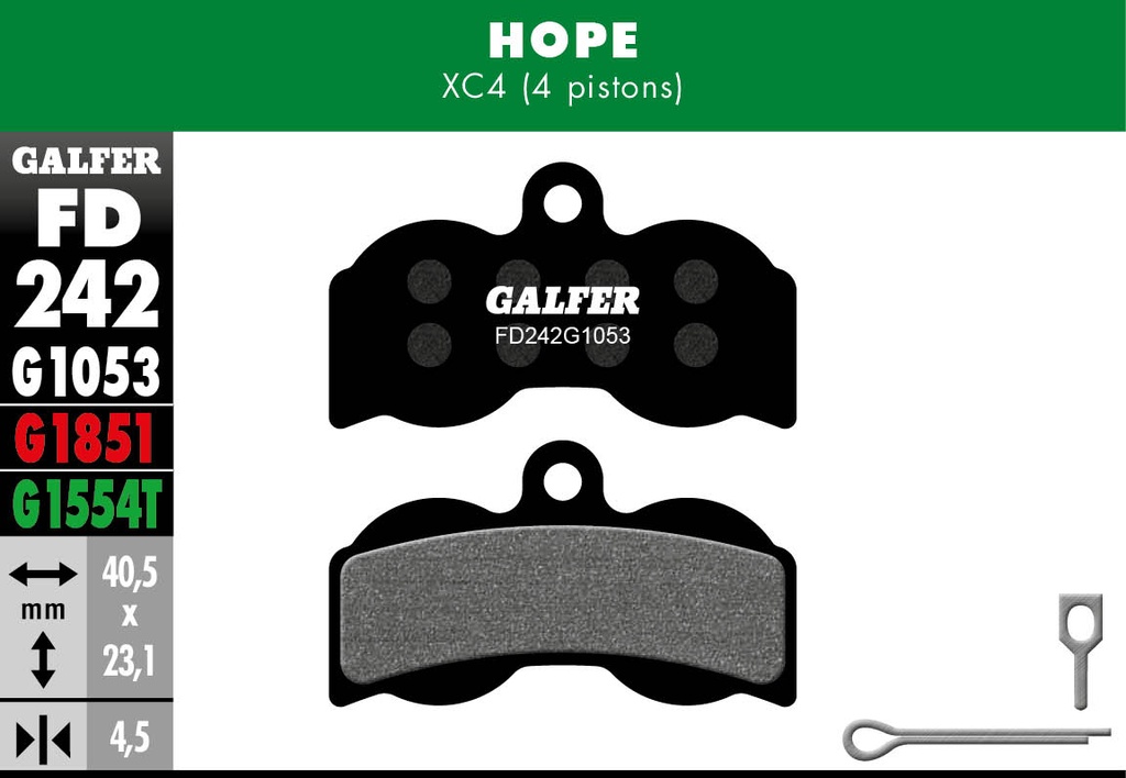 BIKE STANDARD BRAKE PAD HOPE XC4