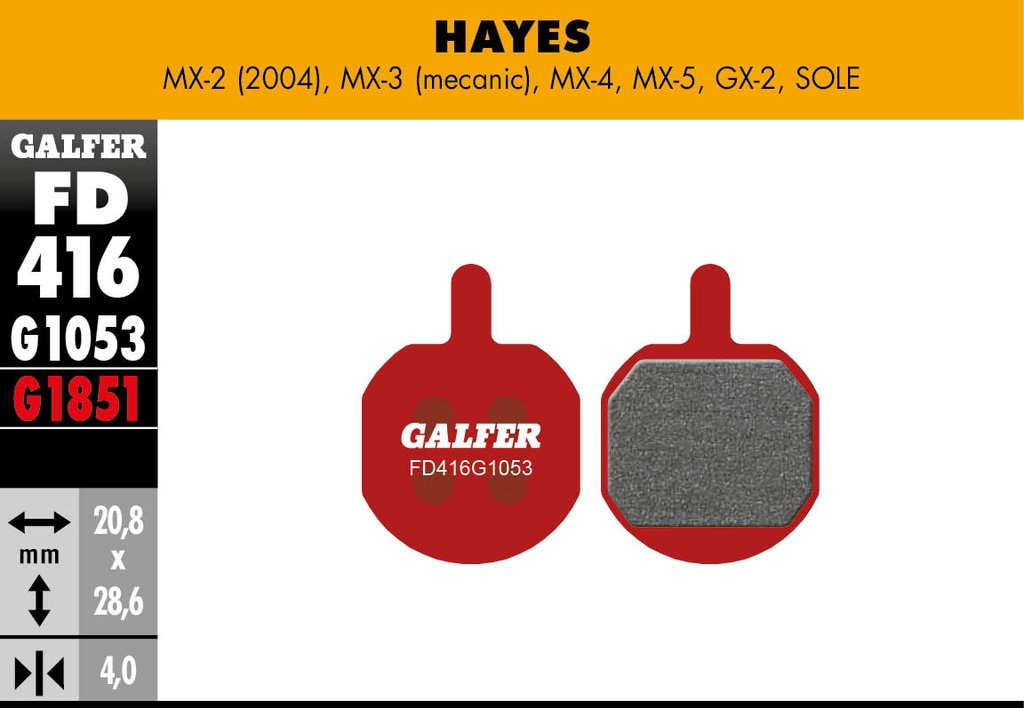 BIKE ADVANCED BRAKE PAD HAYES MX2 - MX3 - GX2