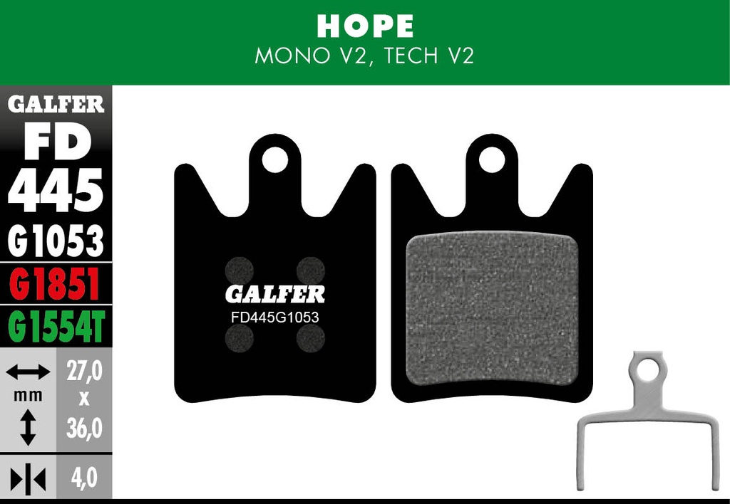 BIKE STANDARD BRAKE PAD HOPE MONO V2 - TECH V2