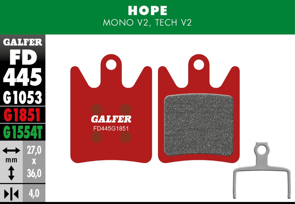 BIKE ADVANCED BRAKE PAD HOPE MONO V2 - TECH V2