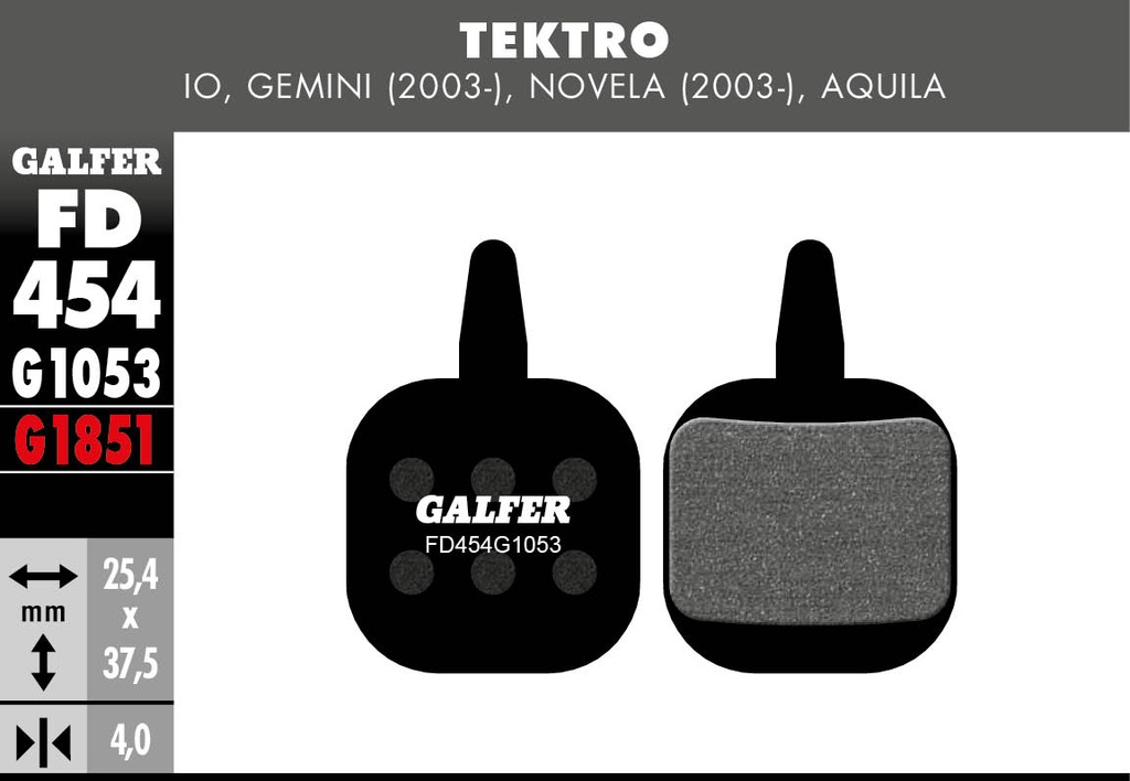 BIKE STANDARD BRAKE PAD TEKTRO GEMINI - NOVELA