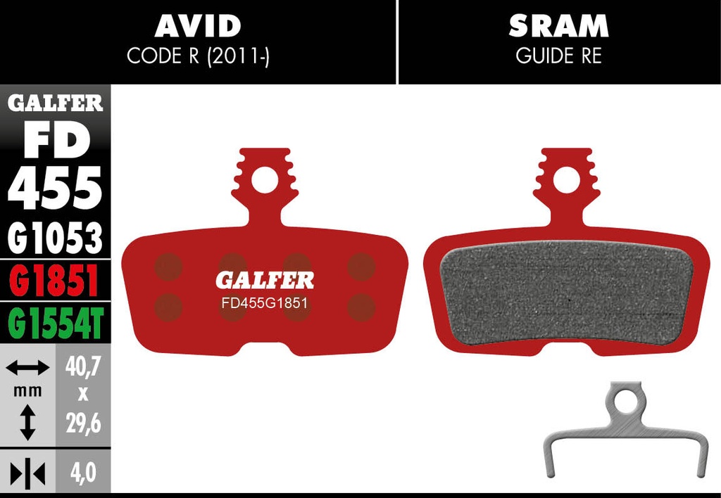 BIKE ADVANCED BRAKE PAD AVID CODE R (11-) DB8 , DB4, MOTIVE