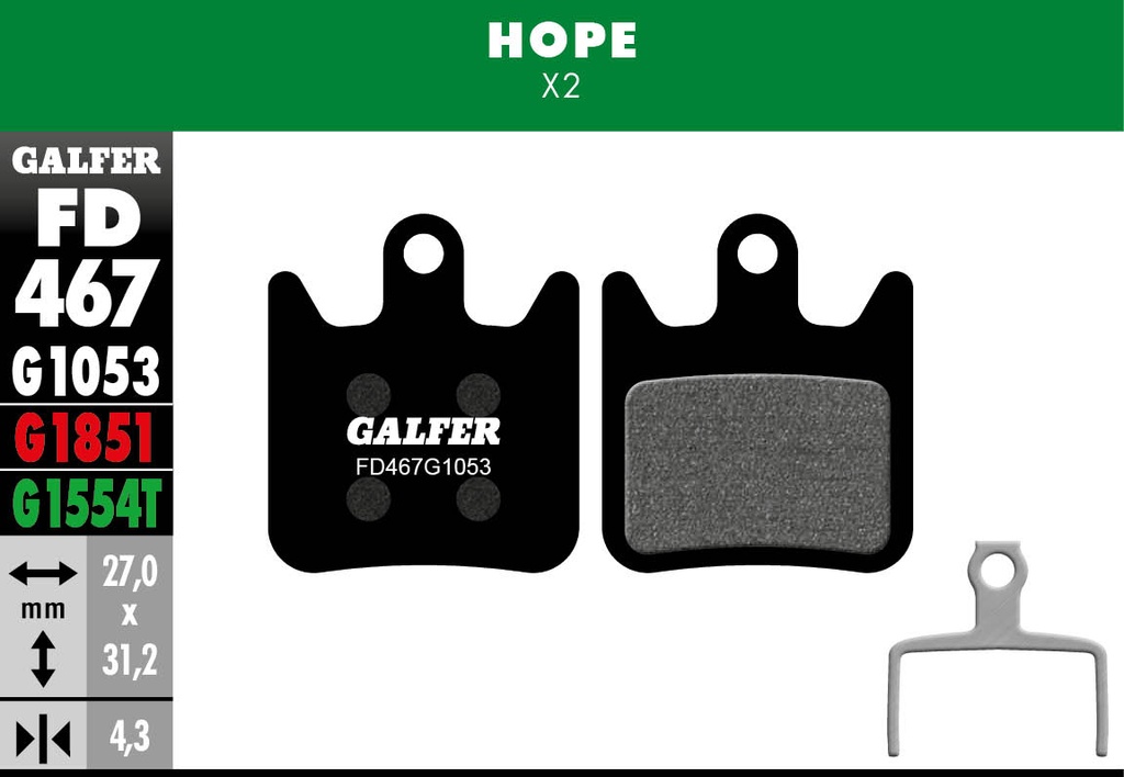 BIKE STANDARD BRAKE PAD HOPE X2