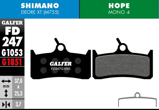 [FD247G1053] BIKE STANDARD BRAKE PAD SHIMANO DEORE XT OLD