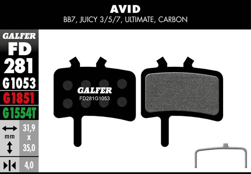 [FD281G1053] BIKE STANDARD BRAKE PAD AVID JUICY - CARBON - ULTI