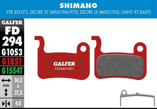 [FD294G1851] BIKE ADVANCED BRAKE PAD SHIMANO DEORE XT - LX