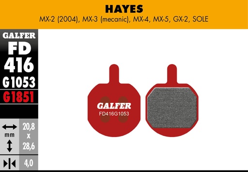 [FD416G1851] BIKE ADVANCED BRAKE PAD HAYES MX2 - MX3 - GX2