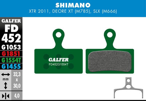 [FD452G1554T] BIKE PRO BRAKE PAD SHIMANO XTR - SLX