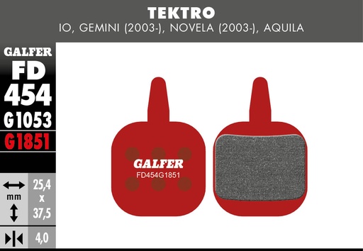 [FD454G1851] BIKE ADVANCED BRAKE PAD TEKTRO GEMINI - NOVELA