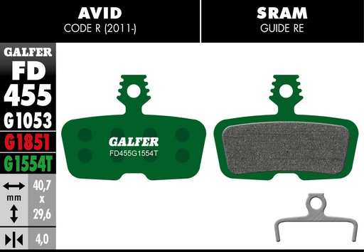 [FD455G1554T] BIKE PRO BRAKE PAD AVID CODE R (11-)