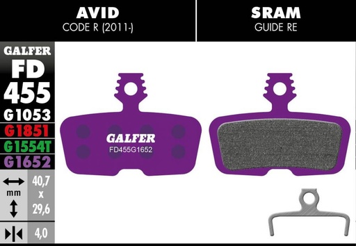 [FD455G1652] E-BIKE BRAKE PAD AVID CODE R (11-)