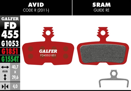 [FD455G1851] BIKE ADVANCED BRAKE PAD AVID CODE R (11-)