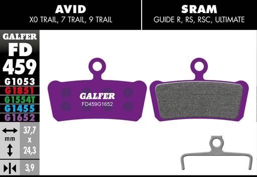 [FD459G1652] E-BIKE BRAKE PADS SRAM GUIDE / AVID XO TRAI