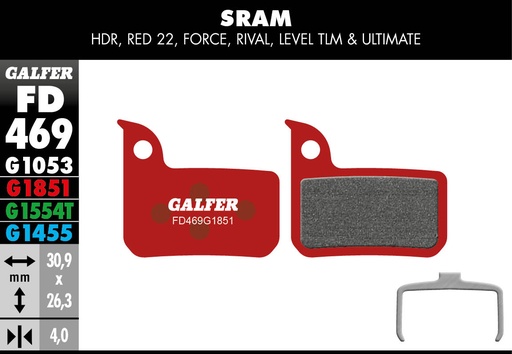 [FD469G1851] BIKE ADVANCED BRAKE PAD SRAM RED 22 - LEVEL
