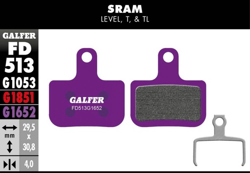[FD513G1652] E-BIKE BRAKE PAD SRAM LEVEL, T, TL