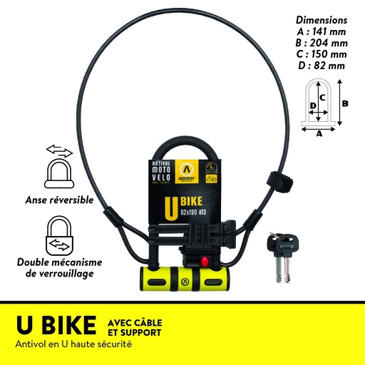 [UBIKE200AUV8] U BIKE + CABLE U 82x147 C. 100 D8