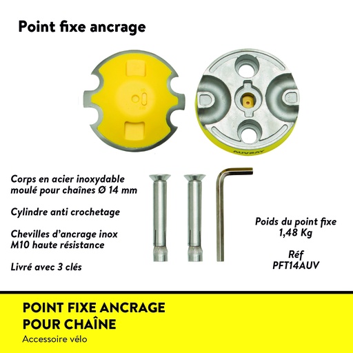 [PFT14AUV] POINT FIXE TWIN ANCRAGE CHAINE Ø 14