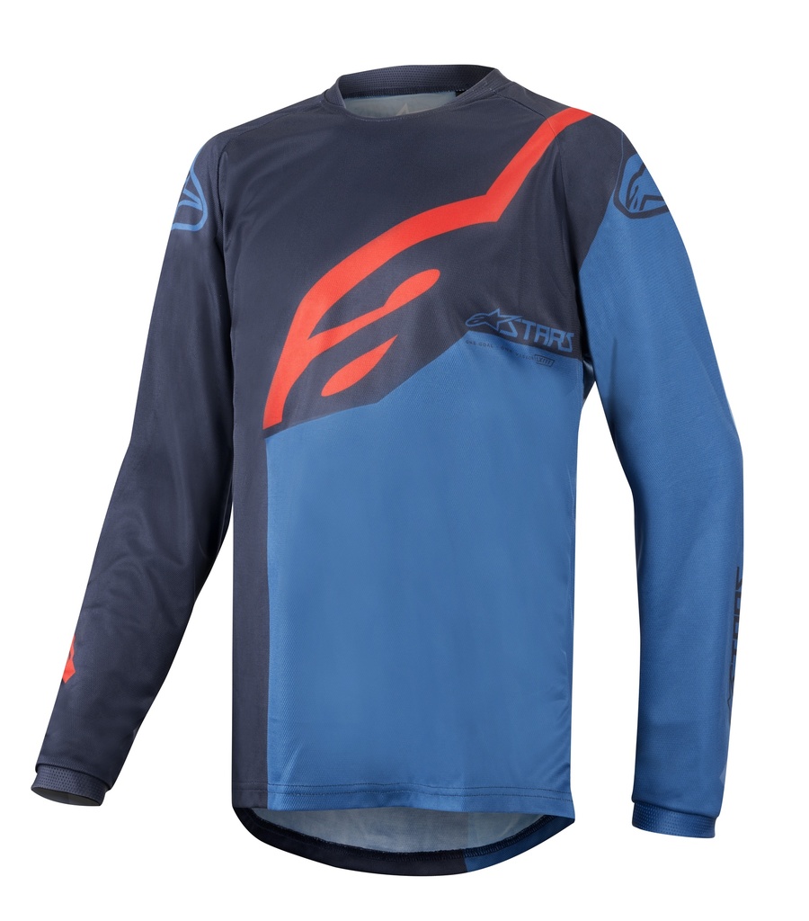 YOUTH RACER FACTORY LS JERSEY/DARK NAVY MID BLUE RED